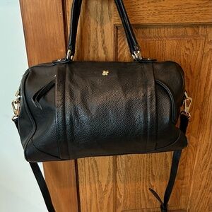 Ora Delphine Black Pebbled Leather Satchel with Dust Bag